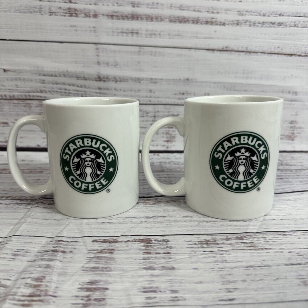 Starbucks Ceramic Coffee Mugs Mermaid Logo Siren Set of 2 2006